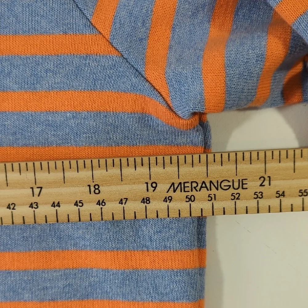 Saint James Atelier Striped Long Sleeve Shirt Light Blue Orange Cotton Size 12 - Picture 11 of 15